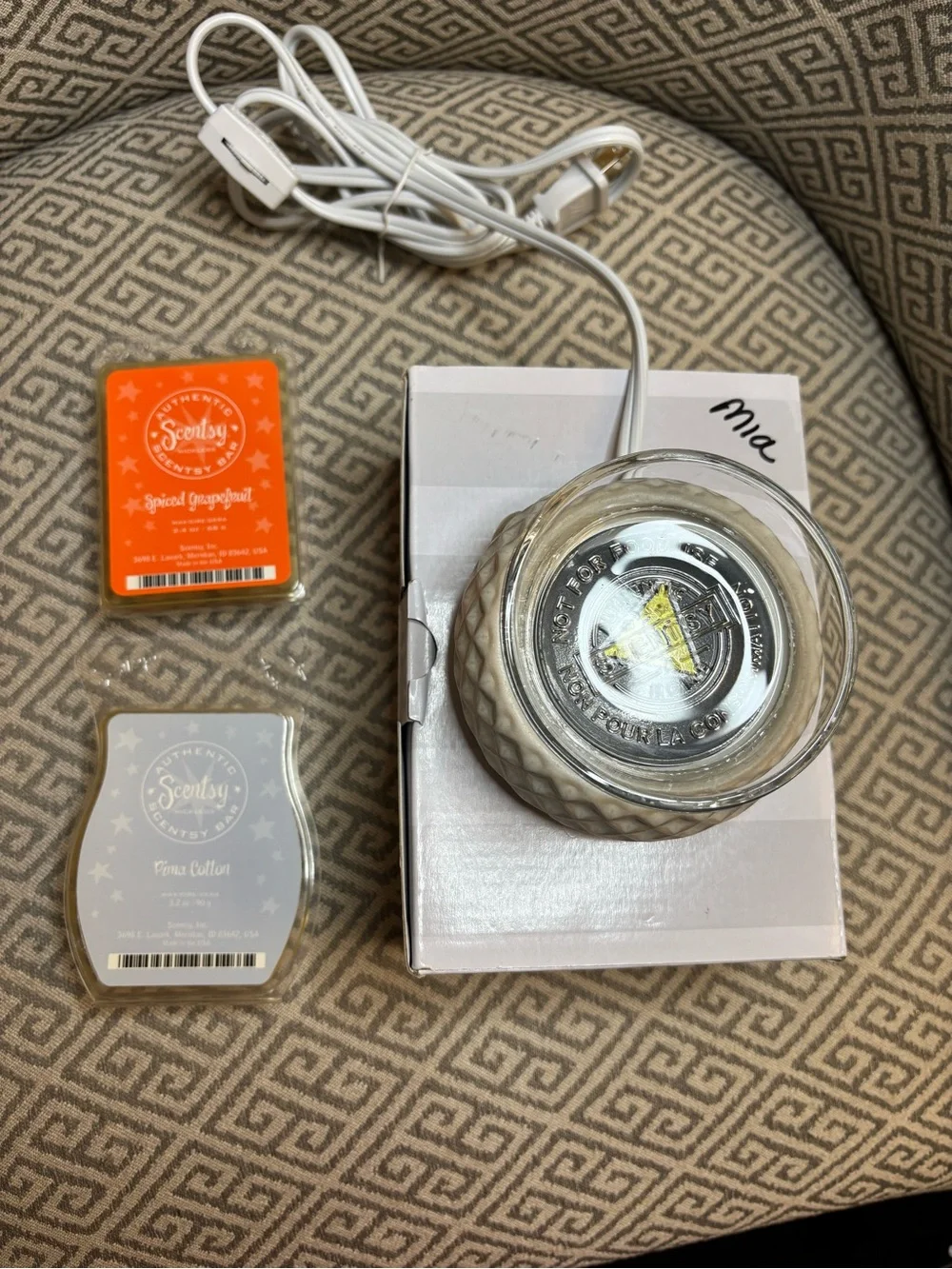 Scentsy Ceramic Plug-In Warmer in White with Glass Dish and 2 new wax melts
